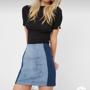 Free People 2 Tone Denim Mini Skirt